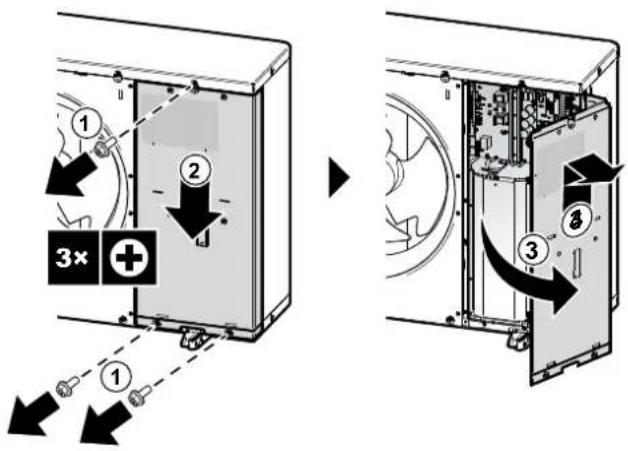 Diagram illustrating a device's internal components and directional arrows, labeled with numbers and symbols like '3×' and '+'.