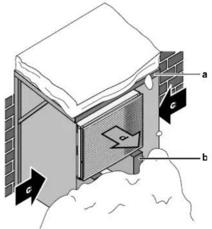 Technical diagram of a wall corner with labeled components and directional arrows indicating flow or force