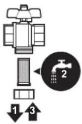 Diagram of a valve mechanism with labeled parts and directional arrows indicating flow or movement.