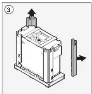 Technical diagram of an electrical component with labeled parts and directional arrows indicating assembly or movement.