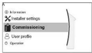 Information Installer settings Commissioning User profile Operation