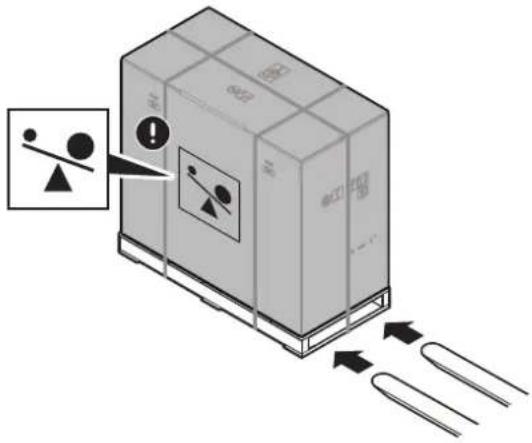 Diagram of a device with labeled components and directional arrows indicating flow or movement, including a magnified inset showing circular symbols.