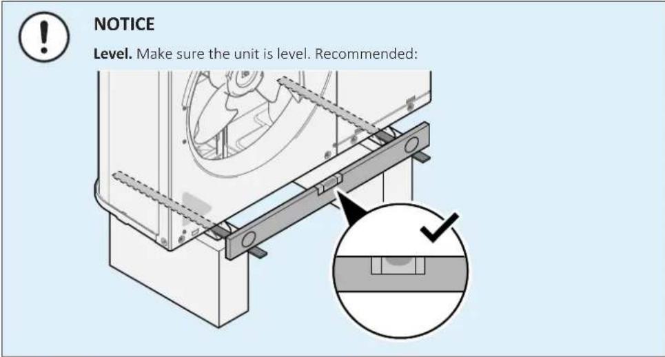 NOTICE Level. Make sure the unit is level. Recommended: