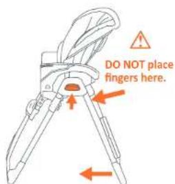 DO NOT place fingers here.