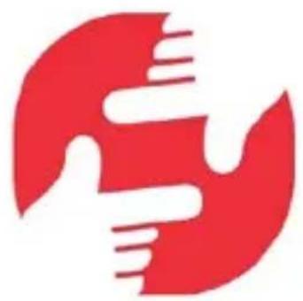 Abstract red logo design with stylized curved shapes and horizontal lines (no text or symbols)