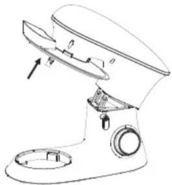 Line drawing of a kitchen mixer with handle and control knob (no text or symbols)