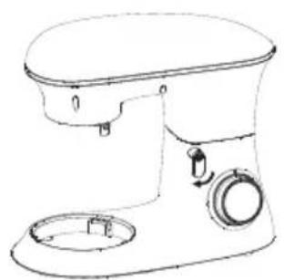 Line drawing of a kitchen mixer with handle and control knob (no text or symbols)