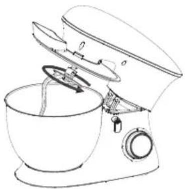 Line drawing of a kitchen mixer with handle and control panel (no text or symbols)