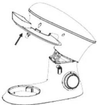 Line drawing of a kitchen mixer with handle and control knob (no text or symbols)