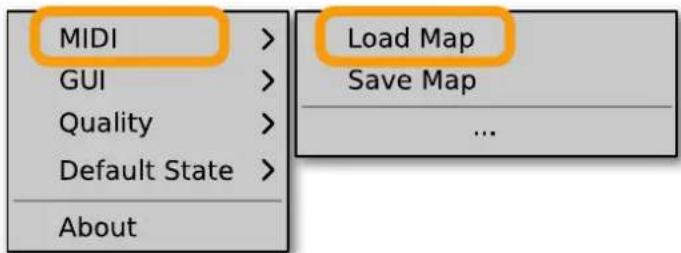 MIDI > GUI > Quality > Default State > About Load Map Save Map ...