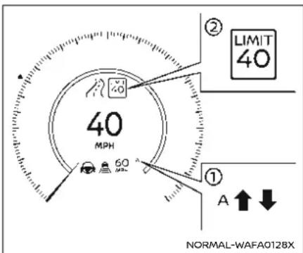 40 MPH 60 ② LIMIT 40 ① A ↑ ↓ NORMAL-WAFA0128X
