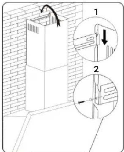 Technical diagram showing brick wall installation with labeled components and directional arrows indicating movement or assembly.