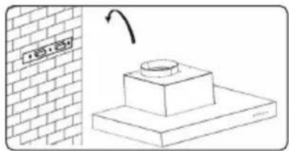 Diagram showing brick wall and pedestal with a circular object, possibly indicating a rotation or movement in a mechanical or architectural context.