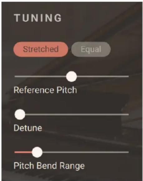 TUNING Stretched Equal Reference Pitch Detune Pitch Bend Range