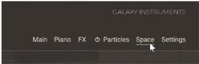 GALAXY INSTRUMENTS Main Piano FX Particles Space Settings