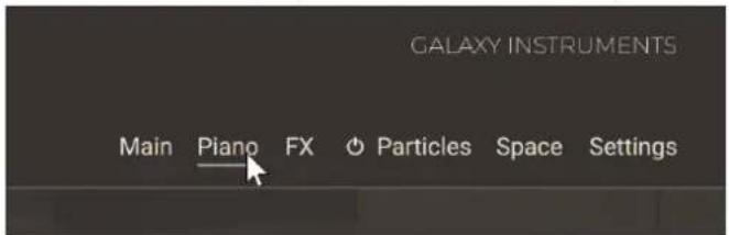 GALAXY INSTRUMENTS Main Piano FX Particles Space Settings