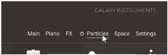 GALAXY INSTRUMENTS Main Piano FX Particles Space Settings