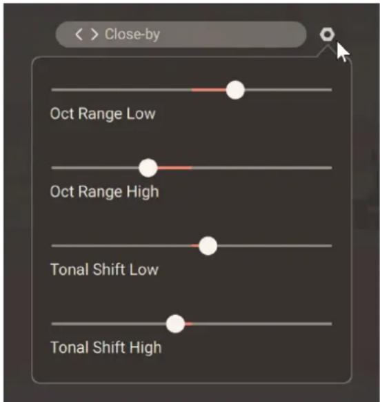 < > Close-by Oct Range Low Oct Range High Tonal Shift Low Tonal Shift High