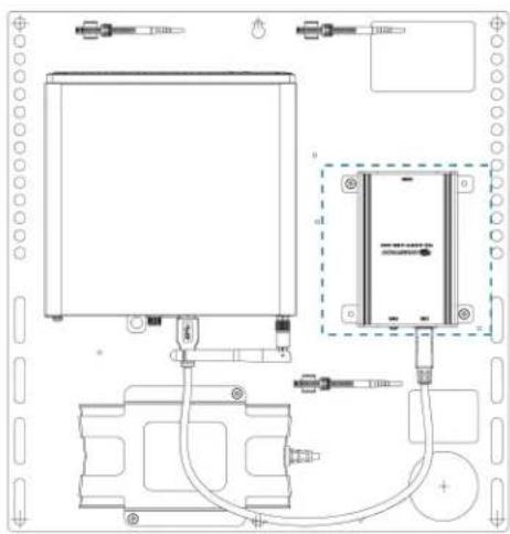 Technical schematic diagram of a device with labeled components and wiring connections