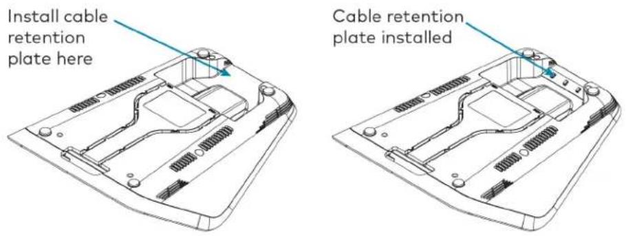 Install cable retention plate here Cable retention plate installed