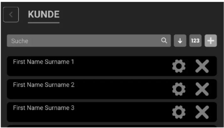 KUNDE Suche 123 First Name Surname 1 First Name Surname 2 First Name Surname 3