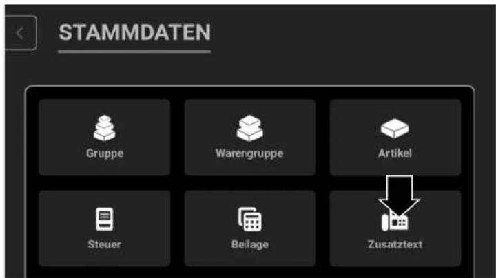 STAMMDATEN Gruppe Warengruppe Artikel Steuer Beilage Zusatztext