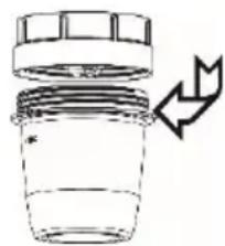 Simple line drawing of a container with a lid and arrow indicating direction (no text or symbols)