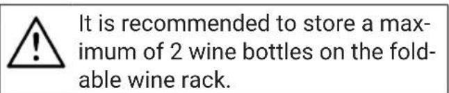 It is recommended to store a maximum of 2 wine bottles on the foldable wine rack.