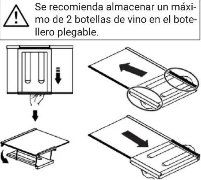 Se recomienda almacenar un máximo de 2 botellas de vino en el botellero plegable.