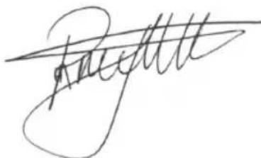 Handwritten signature or scribble on a line, possibly a signature or autograph