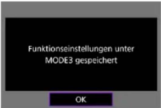 Funktionseinstellungen unter MODE3 gespeichert OK