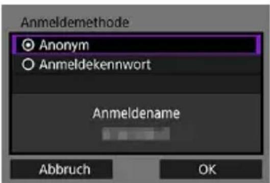Anmeldemethode Anonym Anmeldekennwort Anmeldename Abbruch OK