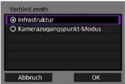 Verbind.meth. Infrastruktur Kamerazugangspunkt-Modus Abbruch OK