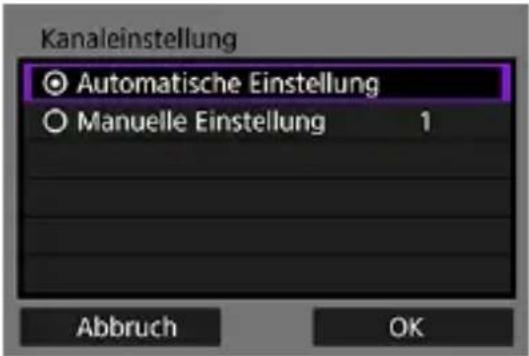 Kanaleinstellung Automatische Einstellung Manuelle Einstellung 1 Abbruch OK