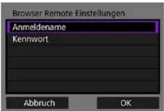Browser Remote Einstellungen Anmeldename Kennwort Abbruch OK