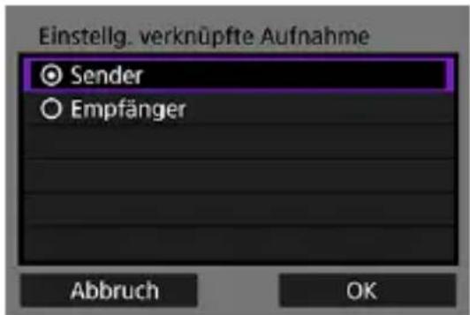 Einstellig. verknüpfte Aufnahme Sender Empfänger Abbruch OK