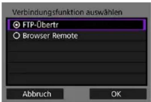 Verbindungsfunktion auswählen FTP-Ubertr Browser Remote Abbruch OK