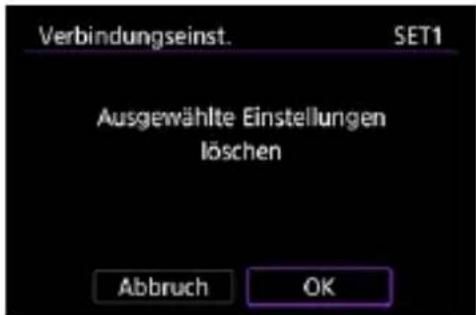 Verbindungseinst. SET1 Ausgewählte Einstellungen löschen Abbruch OK