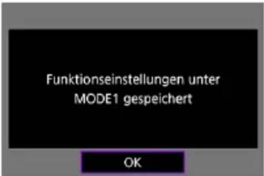 Funktionseinstellungen unter MODE1 gespeichert OK