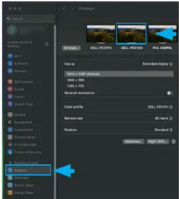 Windows Apple ID Settings Win-Pr Bucksoft Networks Modification Board Foods Screen Type General Appearance Accessibility Current Owner Box & Shocklines Balance & Security Inventory & Back Displays Newsgate Browse Server Energy Server Displays DELL P2217H DELL P2215H PHL 286P9L Arrange... Dell P2217H Dell P2215H PHL 286P9L Use as Extended Display 1800 x 1000 (Default) 1800 x 900 1280 x 720 Show all resolutions Color profile Dell P2217H Retrench rate BD Hertz Rotation Standard Advanced... May 24:59...