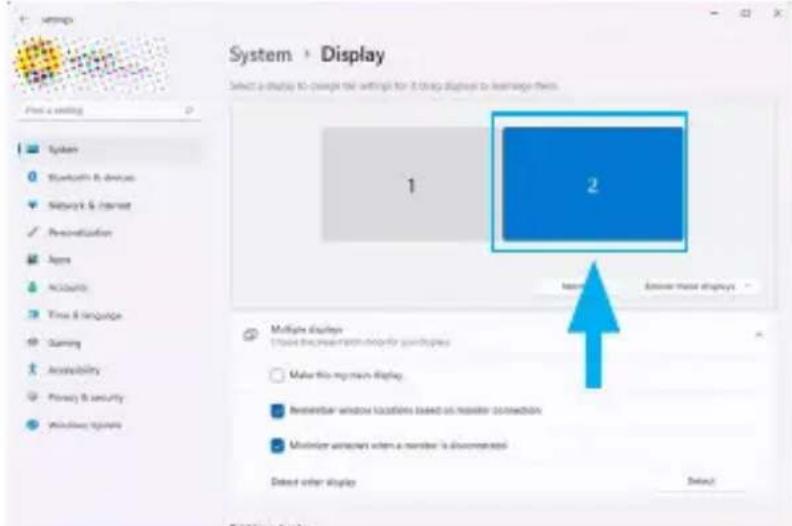 System > Display Select a display to change the settings for it through displayed to learn again them. 1 2 Make this main display Make this main display Remember window locations based on master connection Minimize windows when a member is downloaded Select other displays Cancel