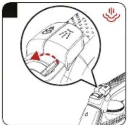 Diagram showing a device with a highlighted component and a warning symbol, likely illustrating a safety or hazard.