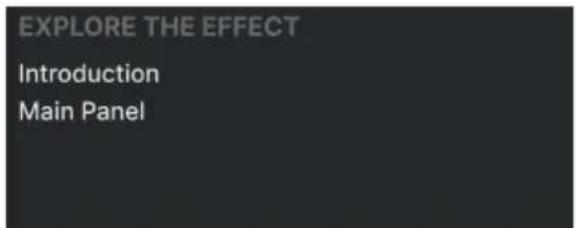 EXPLORE THE EFFECT Introduction Main Panel