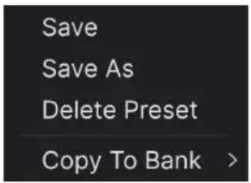 Save Save As Delete Preset Copy To Bank >