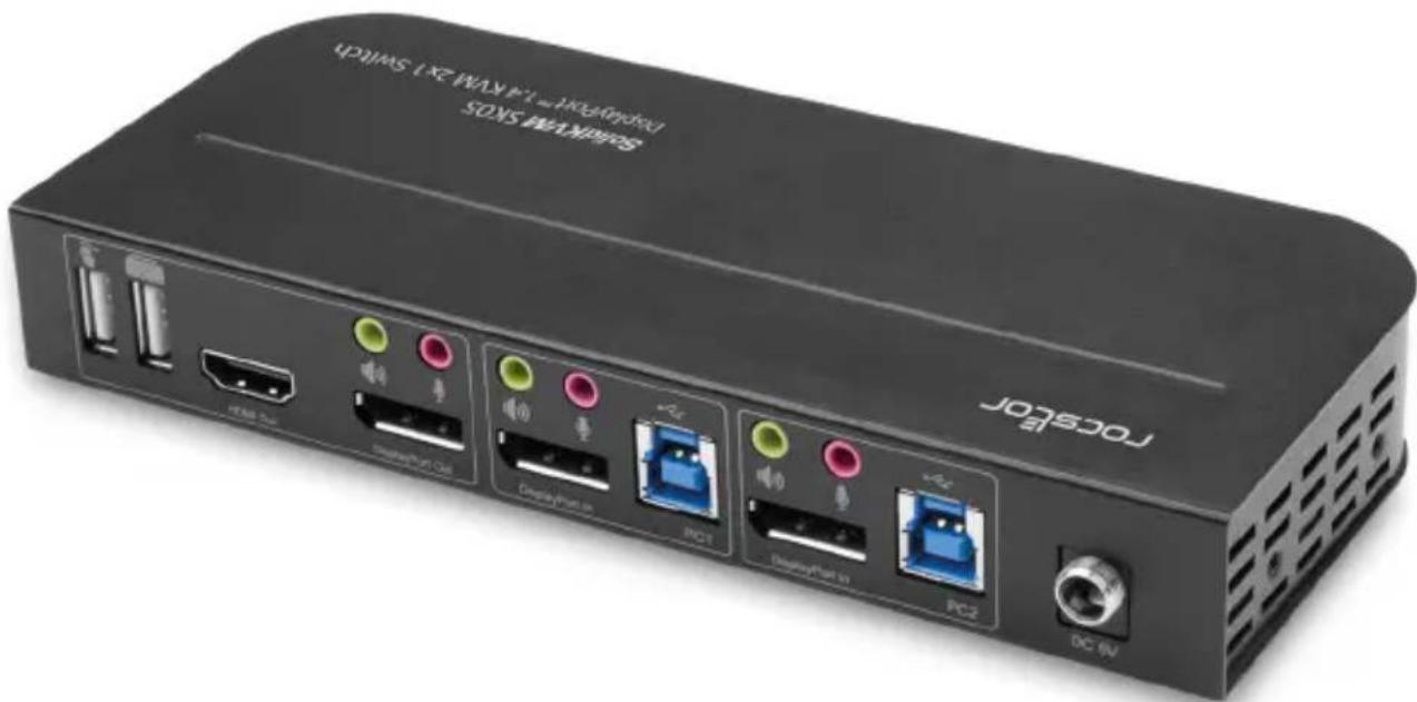 SONS MANAGEMENT HUSB DisplayPort Out PC1 DisplayPort 51 PC2 DC 6V Rocksfor