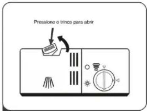 Pressione o trince para abrir