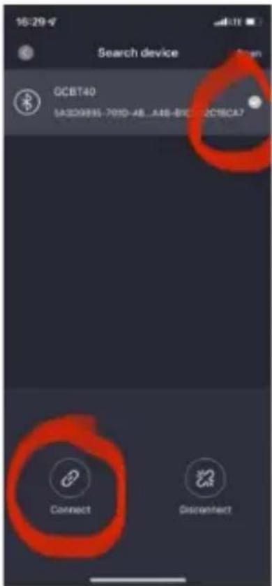 16:29:4 Search device OCBT40 UASO885-7010-48...A48-BYC...CCTECA? Connect Disconnect