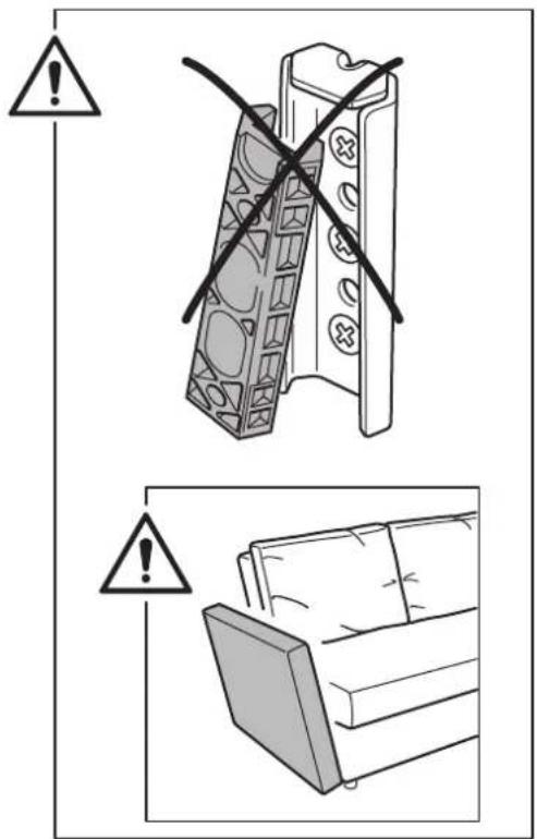 Diagram illustrating warning symbols for a device with a crosshair, indicating no readable text or labels.