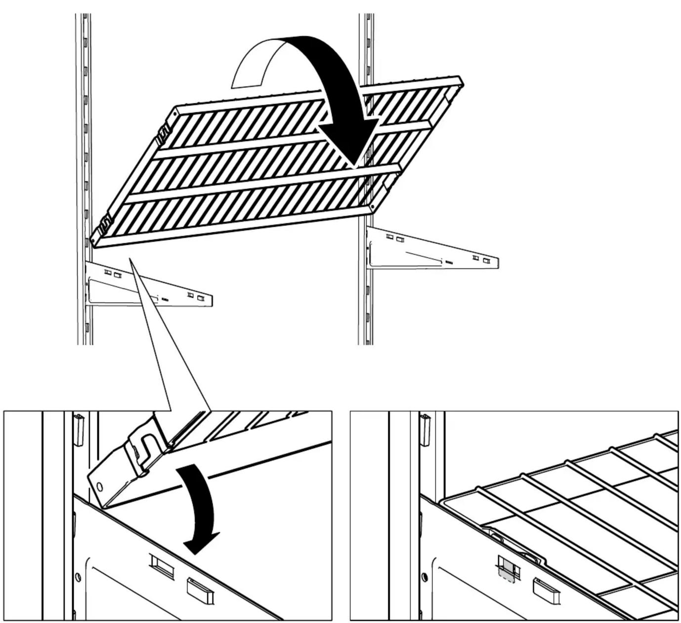 Technical diagram illustrating a structural change in a solar panel installation, showing step-by-step assembly and detail.