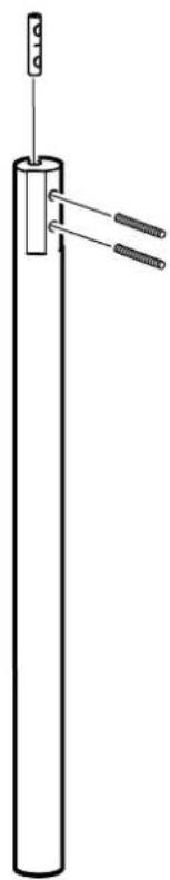 Simple line drawing of a vertical cylindrical object with two side connectors and a top-mounted sensor (no text or symbols)